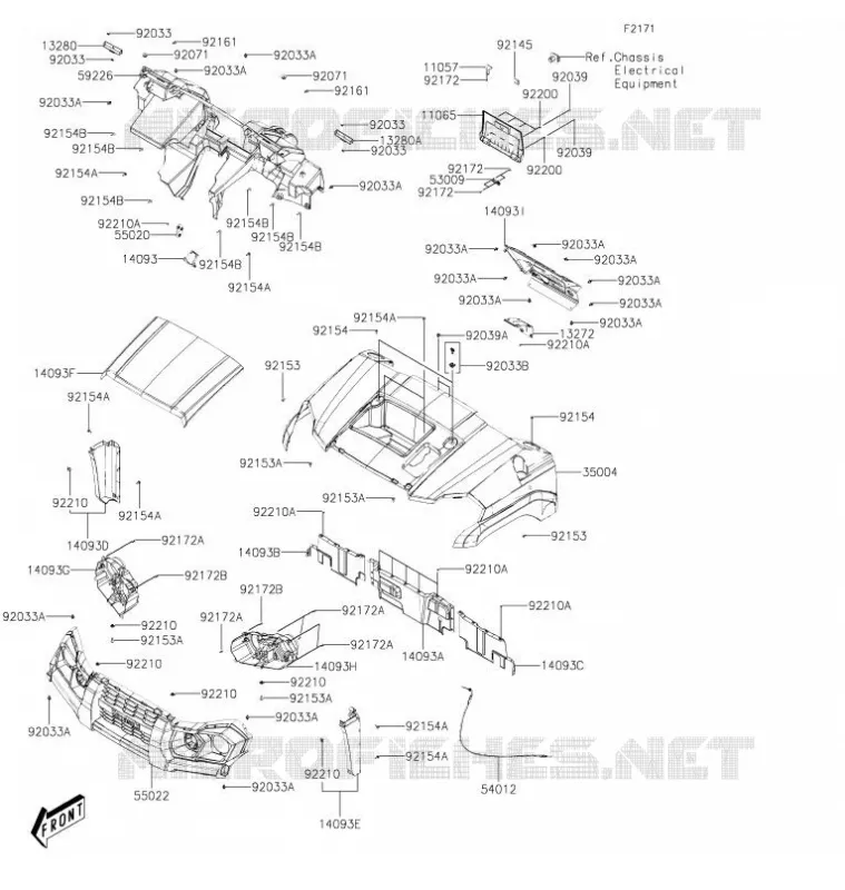 GARDE BOUE AVANT Kawasaki SSV 700 2021 MULE PRO-MX  KAF700AMFNN