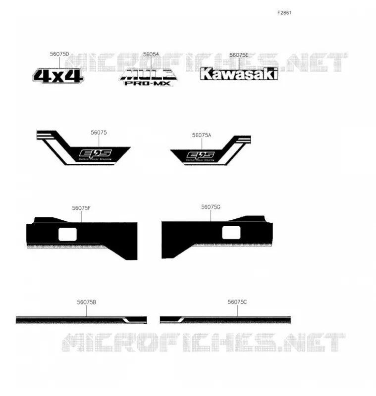 AUTOCOLLANT(WHITE) Kawasaki SSV 700 2021 MULE PRO-MX  KAF700BMFNL