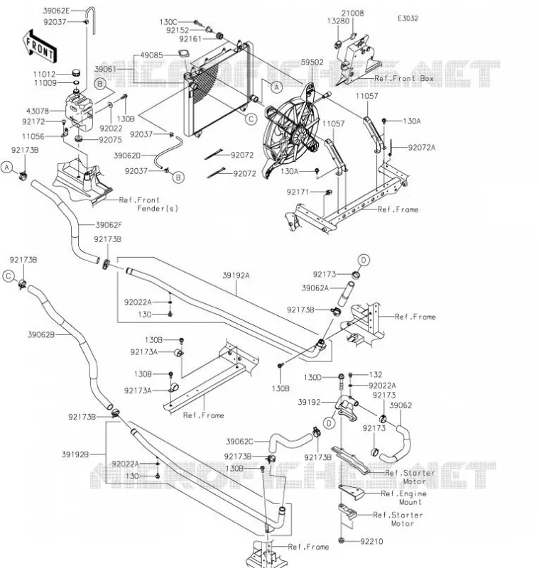 RADIATEUR Kawasaki SSV 820 2021 MULE PRO-FX  KAF820EMFNN