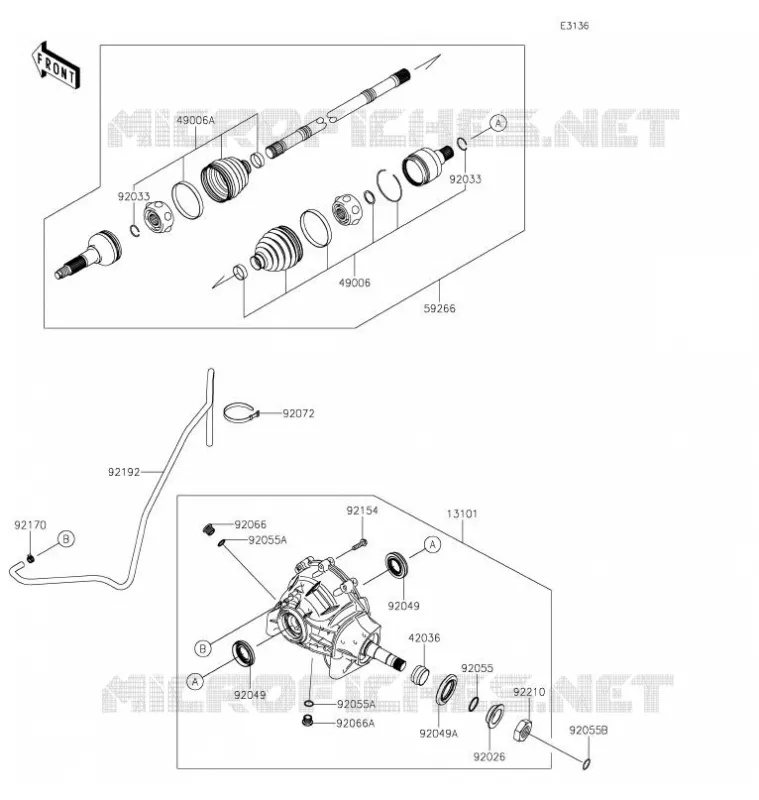 ARBRE DE TRANSMISSION-AVANT Kawasaki SSV 820 2021 MULE PRO-FX  KAF820FMFNN
