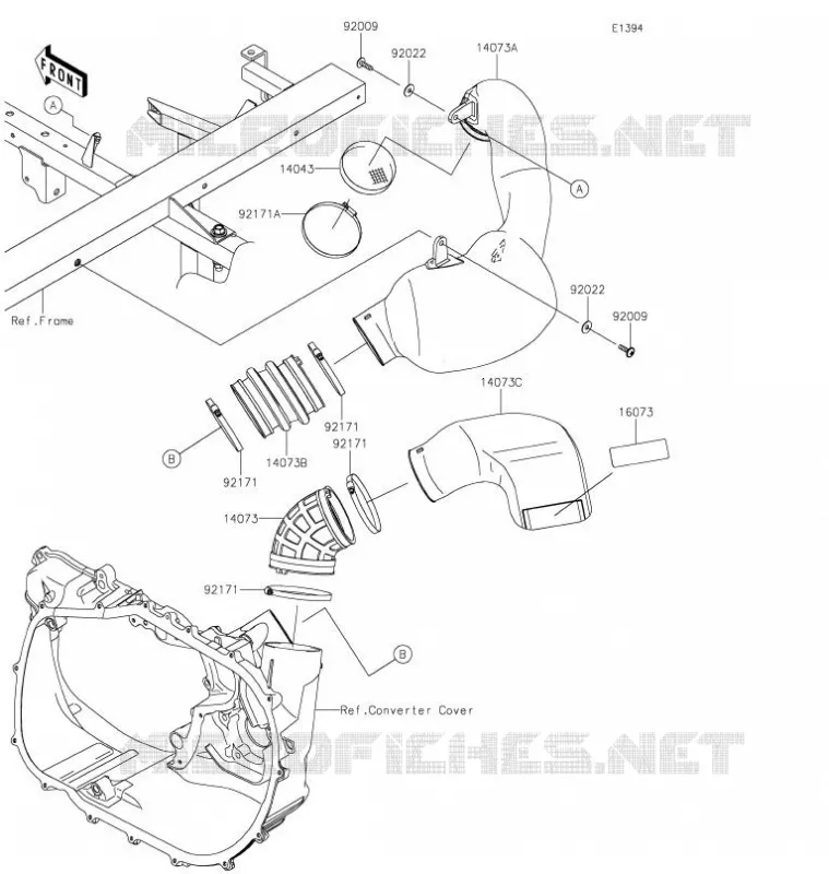 FILTRE A AIR - CONVERTISSEUR Kawasaki SSV 820 2021 MULE PRO-FXR  KAF820KMFNN