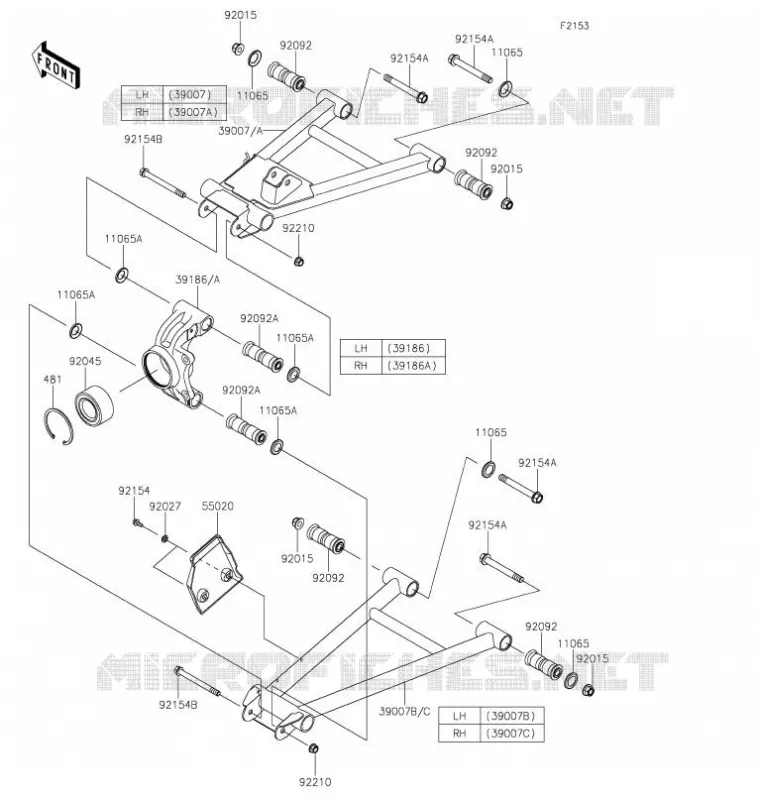 SUSPENSION ARRI&Egrave;RE Kawasaki SSV 820 2021 MULE PRO-FXR  KAF820KMFNN