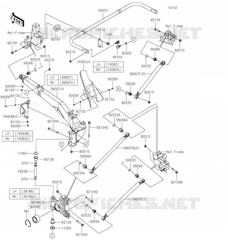 SUSPENSION ARRI&Egrave;RE Kawasaki SSV 1000 2021 TERYX KRX 1000  KRF1000AMFNN