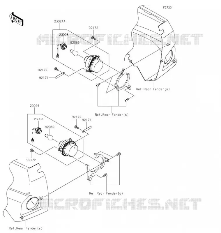 FEUX ARRI&Egrave;RE(S) Kawasaki SSV 800 2021 TERYX  KRF800HMFNN