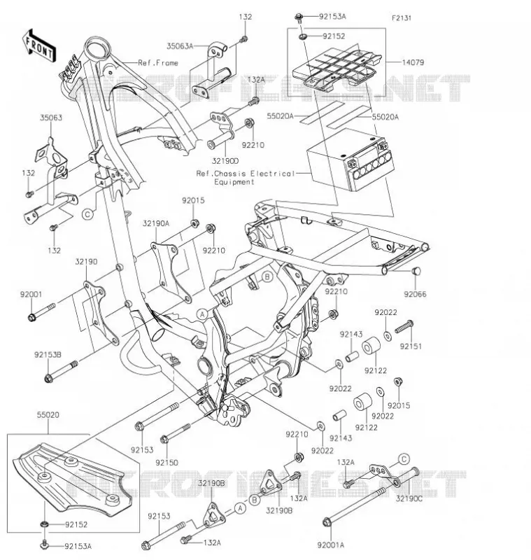 PIECE DE CADRE (COUVERTURE) Kawasaki TOUT-TERRAIN 140 2021 KLX140  KLX140AMFNN