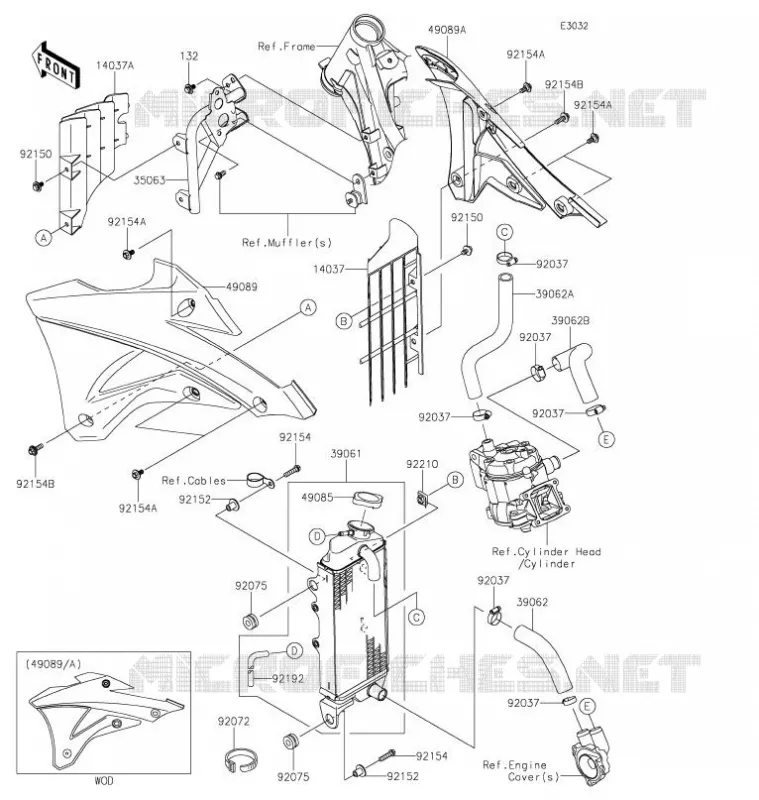 RADIATEUR Kawasaki TOUT-TERRAIN 85 2021 KX85-II  KX85DMFNN