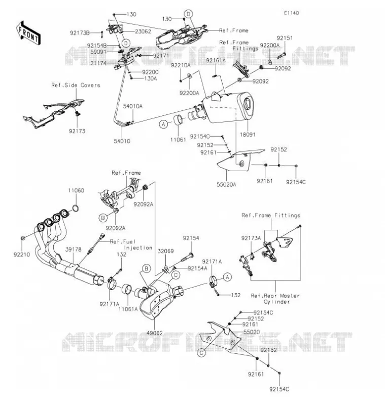 &Eacute;CHAPPEMENT Kawasaki MOTOS 636 2022 NINJA ZX-6R  ZX636HNFAL