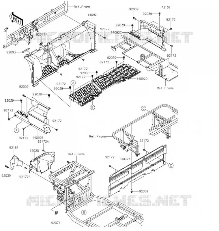 PIECE DE CADRE(AVANT) Kawasaki SSV 820 2022 MULE PRO-FX  KAF820FNFNL