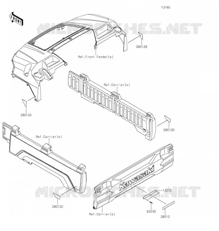 CATADIOPTRES(CN) Kawasaki SSV 820 2022 MULE PRO-FX  KAF820GNFNN