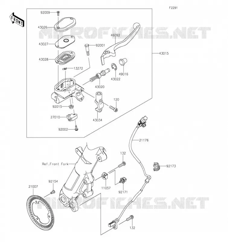 MAITRE CYLINDRE AV Kawasaki MOTOS 400 2019 Z400  ER400DKF