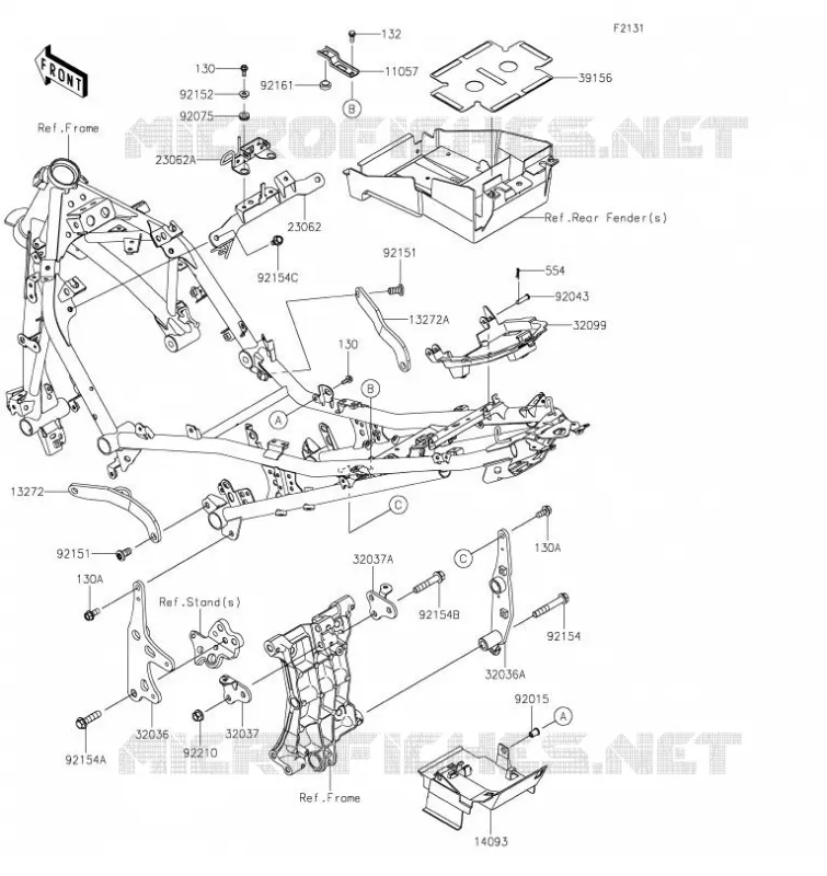 PIECE DE CADRE (COUVERTURE) Kawasaki MOTOS 400 2019 Z400  ER400DKF