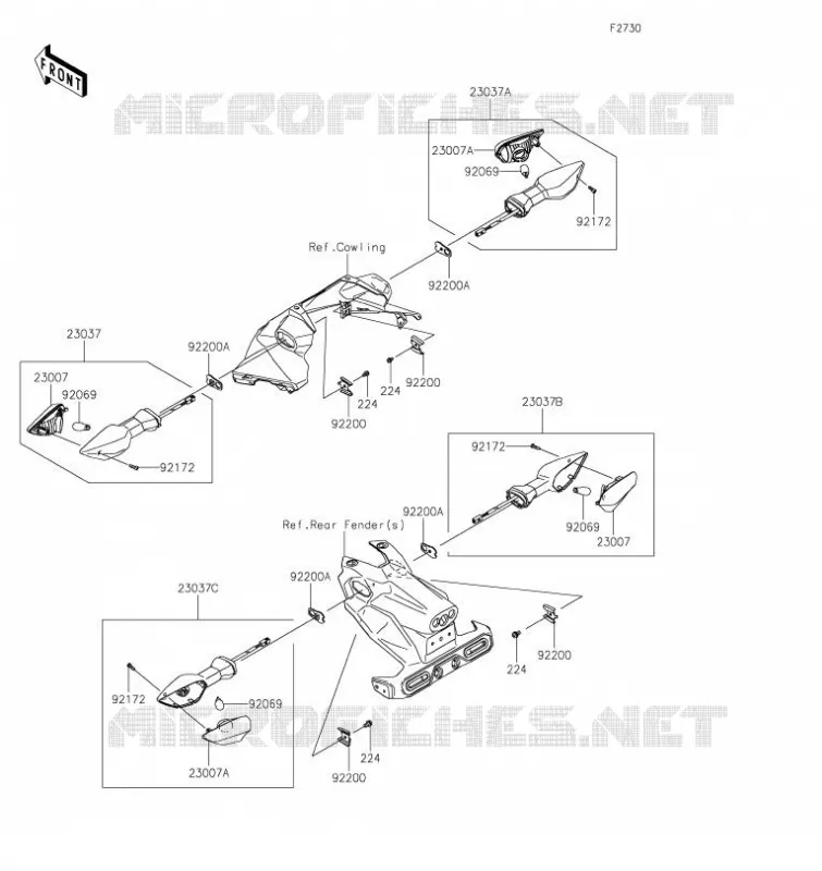 CLIGNOTANTS Kawasaki MOTOS 400 2019 Z400  ER400DKF