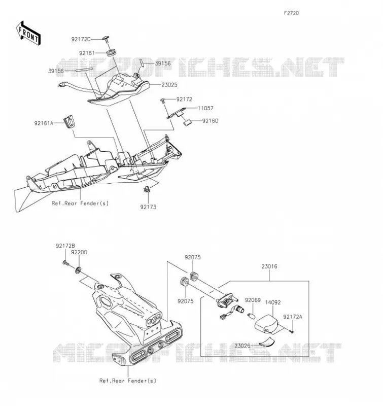 FEUX ARRI&Egrave;RE(S) Kawasaki MOTOS 400 2020 Z400  ER400DLF