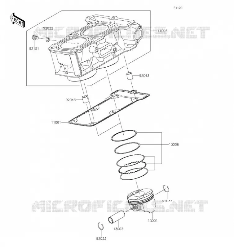 CYLINDRE/PISTON Kawasaki MOTOS 300 2020 VERSYS-X 300  KLE300CLFA