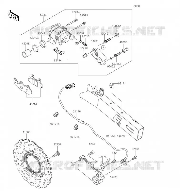 FREIN ARRIERE Kawasaki MOTOS 300 2020 VERSYS-X 300  KLE300CLFA