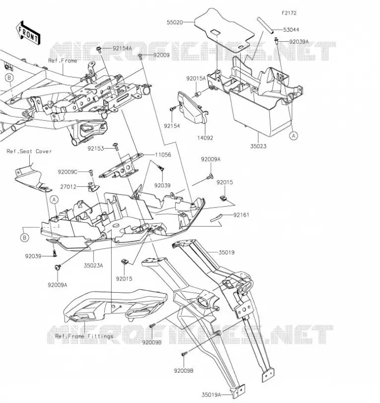 GARDE BOUE ARRI&Egrave;RE Kawasaki MOTOS 650 2021 VERSYS 650  KLE650FMFNN