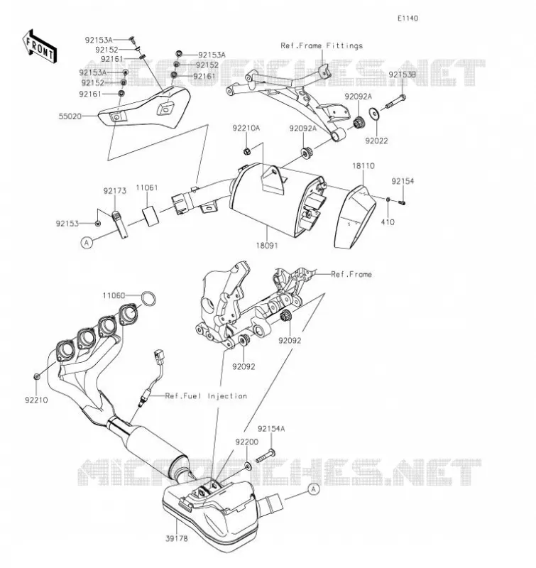&Eacute;CHAPPEMENT Kawasaki MOTOS 1000 2020 VERSYS 1000 SE  KLZ1000DLF