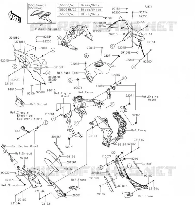 CARENAGE(CENTRALE) Kawasaki MOTOS 1000 2020 VERSYS 1000 SE  KLZ1000DLF