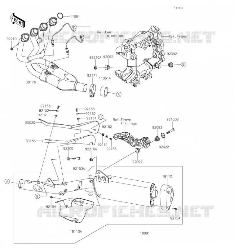 &Eacute;CHAPPEMENT Kawasaki MOTOS 1400 2020 1400GTR  ZG1400ELF