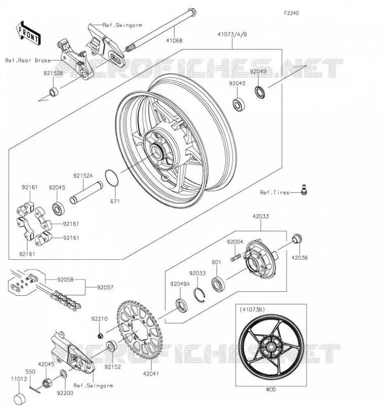 MOYEU ARRIERE Kawasaki MOTOS 900 2021 Z900  ZR900FMFNN