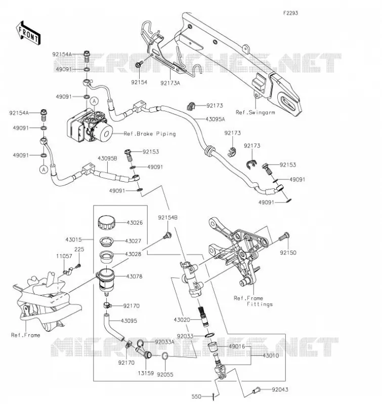MAITRE CYLINDRE ARRI&Egrave;RE Kawasaki MOTOS 900 2021 Z900  ZR900FMFNN