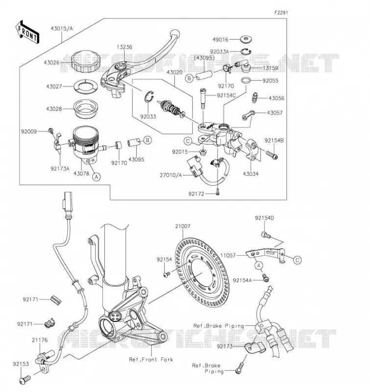 MAITRE CYLINDRE AV Kawasaki MOTOS 1000 2020 NINJA H2 SX SE PLUS  ZX1002DLF