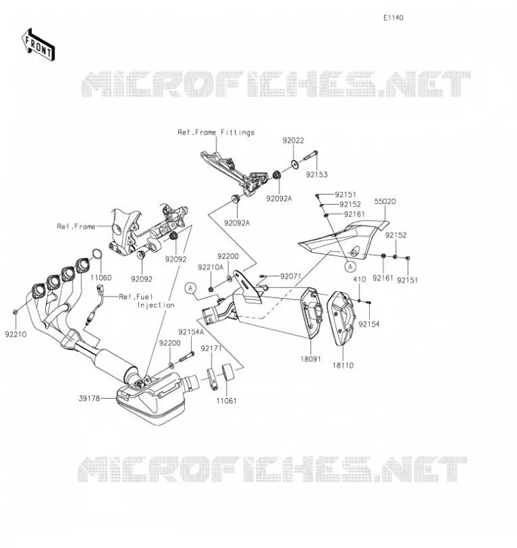 &Eacute;CHAPPEMENT Kawasaki MOTOS 1000 2020 NINJA 1000SX  ZX1002KLF