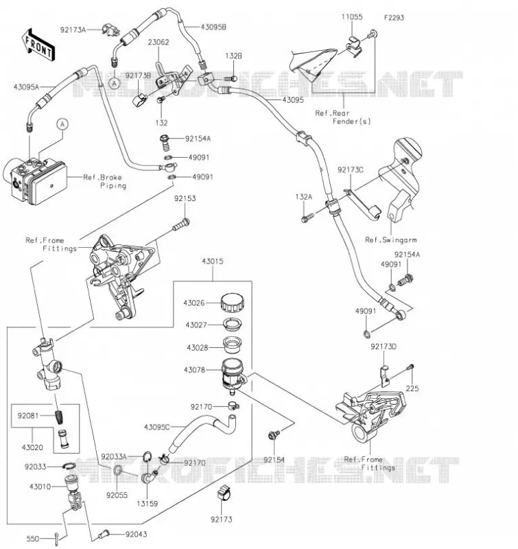 MAITRE CYLINDRE ARRI&Egrave;RE Kawasaki MOTOS 1000 2020 NINJA 1000SX  ZX1002KLF