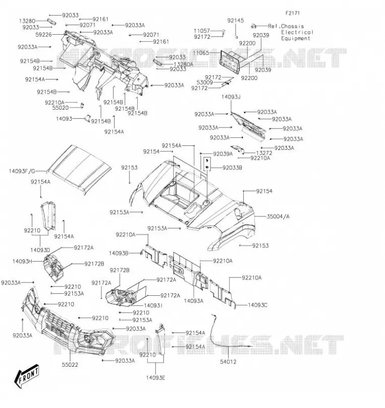 GARDE BOUE AVANT Kawasaki SSV 700 2021 MULE PRO-MX  KAF700BMFNN