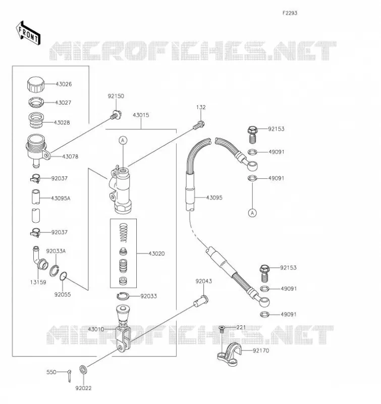 MAITRE CYLINDRE ARRI&Egrave;RE Kawasaki TOUT-TERRAIN 65 2021 KX65  KX65CMFNN