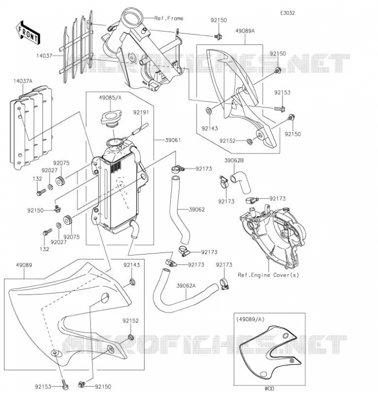 RADIATEUR Kawasaki TOUT-TERRAIN 65 2021 KX65  KX65CMFNN
