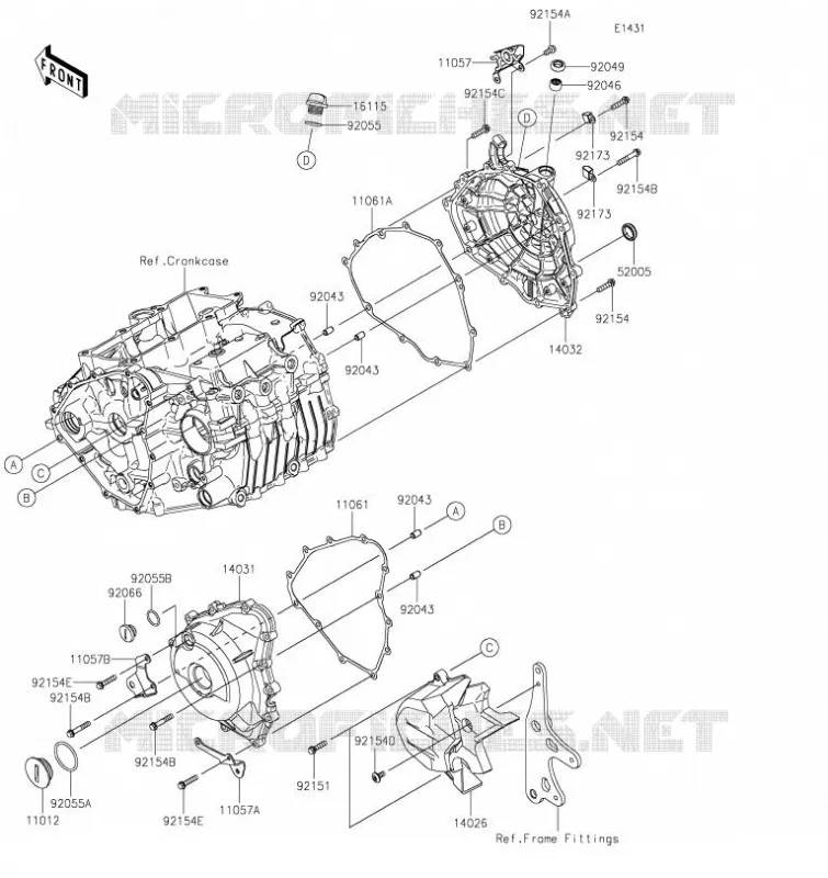 COUVERCLES MOTEUR Kawasaki MOTOS 400 2023 NINJA 400  EX400GPFAL