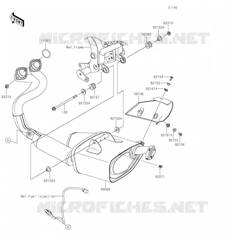 &Eacute;CHAPPEMENT Kawasaki MOTOS 650 2023 NINJA 650  EX650PPSAN