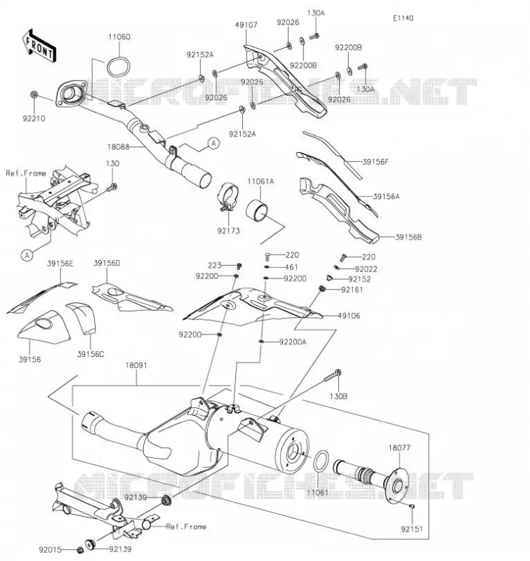 &Eacute;CHAPPEMENT Kawasaki MOTOS 650 2023 KLR650  KL650LPFAN