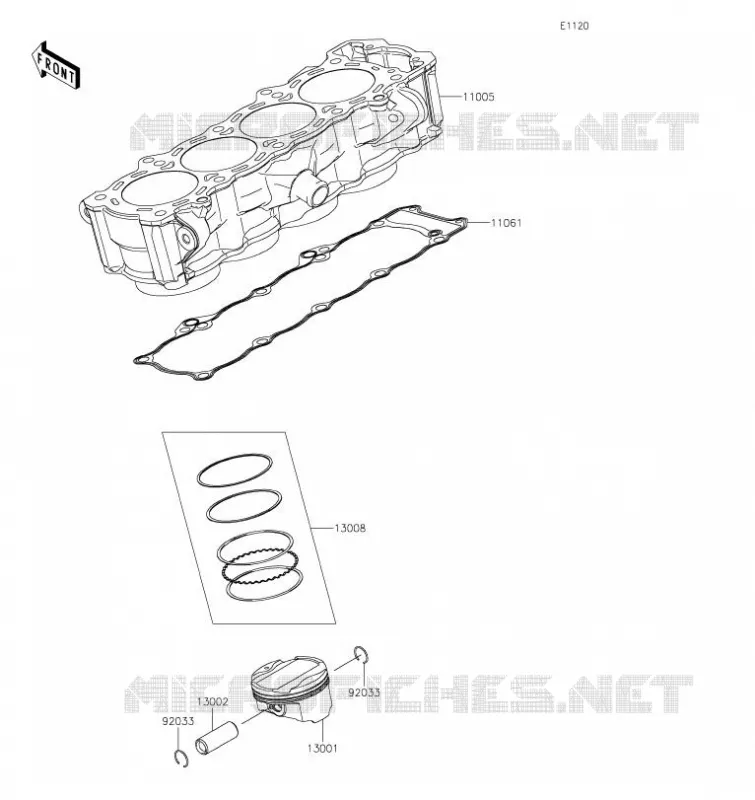 CYLINDRE/PISTON Kawasaki MOTOS 1000 2023 VERSYS 1000 SE  KLZ1000DPFNL