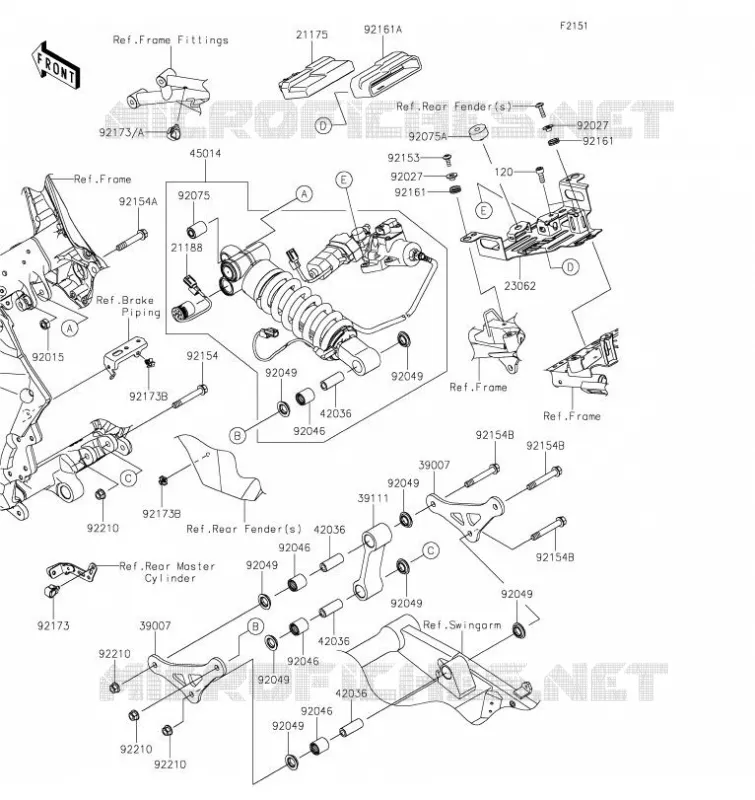 SUSPENSION/AMORTISSEUR Kawasaki MOTOS 1000 2023 VERSYS 1000 SE  KLZ1000DPFNL