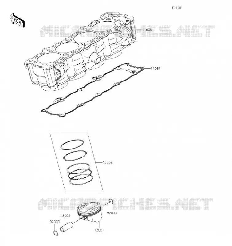 CYLINDRE/PISTON Kawasaki MOTOS 1000 2023 VERSYS 1000 SE  KLZ1000DPFNN