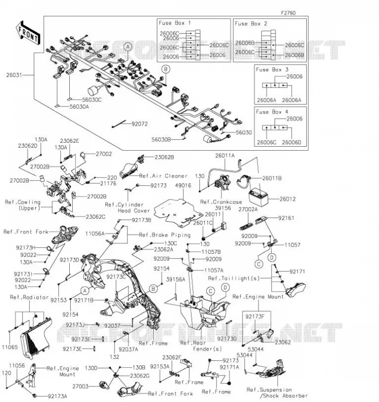 CHASSIS EQUIPMENT ELECTRIQUE Kawasaki MOTOS 1000 2023 VERSYS 1000 SE  KLZ1000DPSNN