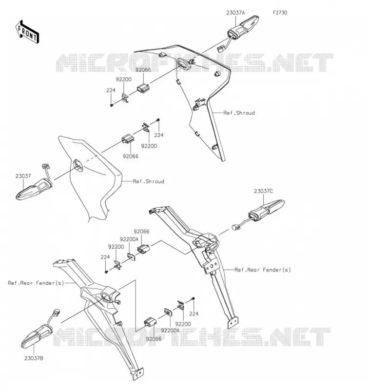CLIGNOTANTS Kawasaki MOTOS 1000 2023 VERSYS 1000 SE  KLZ1000DPSNN