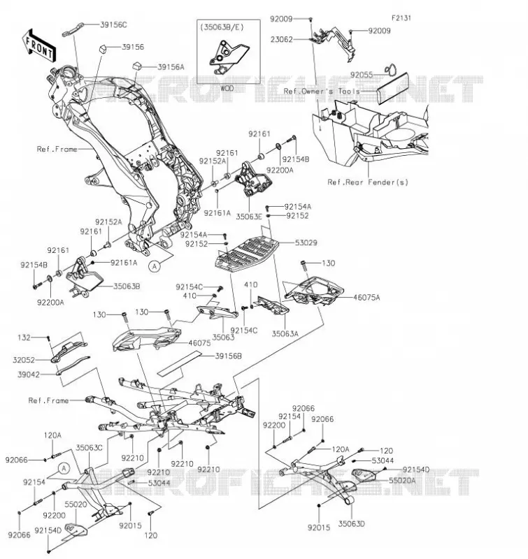PIECE DE CADRE (COUVERTURE) Kawasaki MOTOS 1000 2023 VERSYS 1000 SE  KLZ1000DPSNN