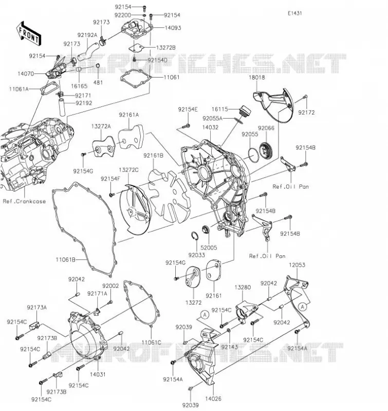 COUVERCLES MOTEUR Kawasaki MOTOS 1000 2023 Z H2  ZR1000KPFAL