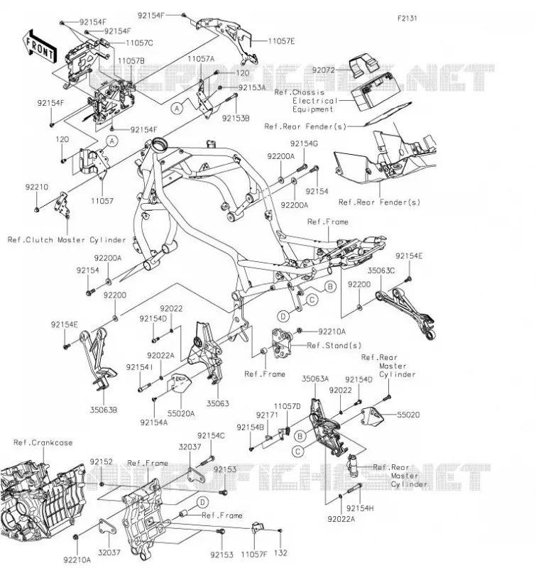 PIECE DE CADRE (COUVERTURE) Kawasaki MOTOS 1000 2023 Z H2  ZR1000KPFAL
