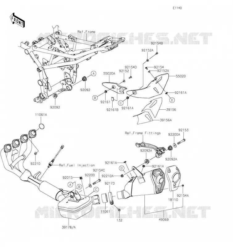 &Eacute;CHAPPEMENT Kawasaki MOTOS 900 2023 Z900 SE  ZR900MPSNN