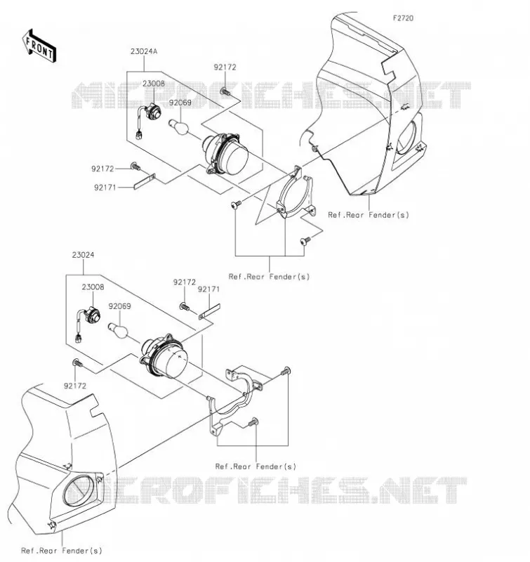 FEUX ARRI&Egrave;RE(S) Kawasaki SSV 800 2023 TERYX4  KRF800JPFNN