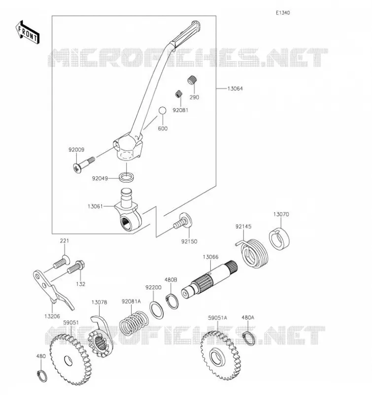 MECANISME DE KICK Kawasaki TOUT-TERRAIN 85 2023 KX85 L  KX85DPFNN