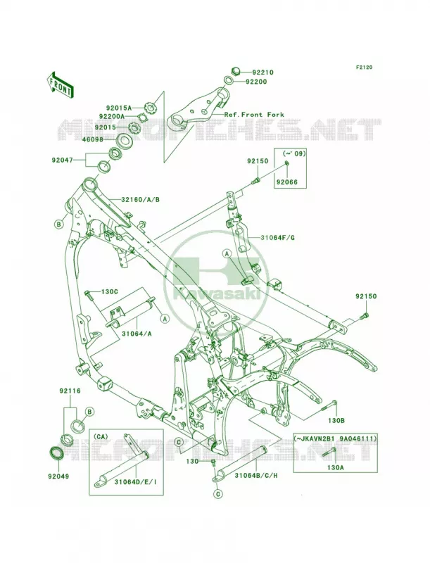 Frame Kawasaki MOTOS 900 2007 Vulcan 900 Classic  VN900B7F