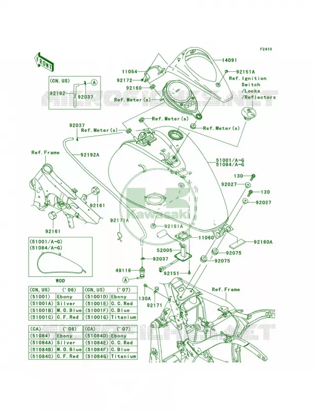 Fuel TankB6FB7F Kawasaki MOTOS 900 2007 Vulcan 900 Classic  VN900B7F