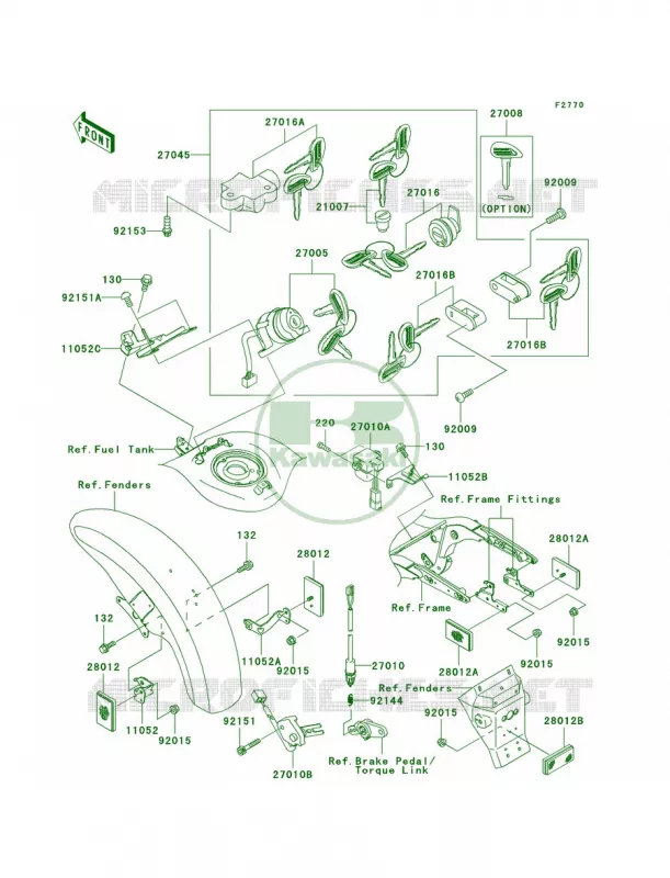 Ignition SwitchLocksReflectors Kawasaki MOTOS 1600 2006 Vulcan 1600 Mean Streak  VN1600F6F