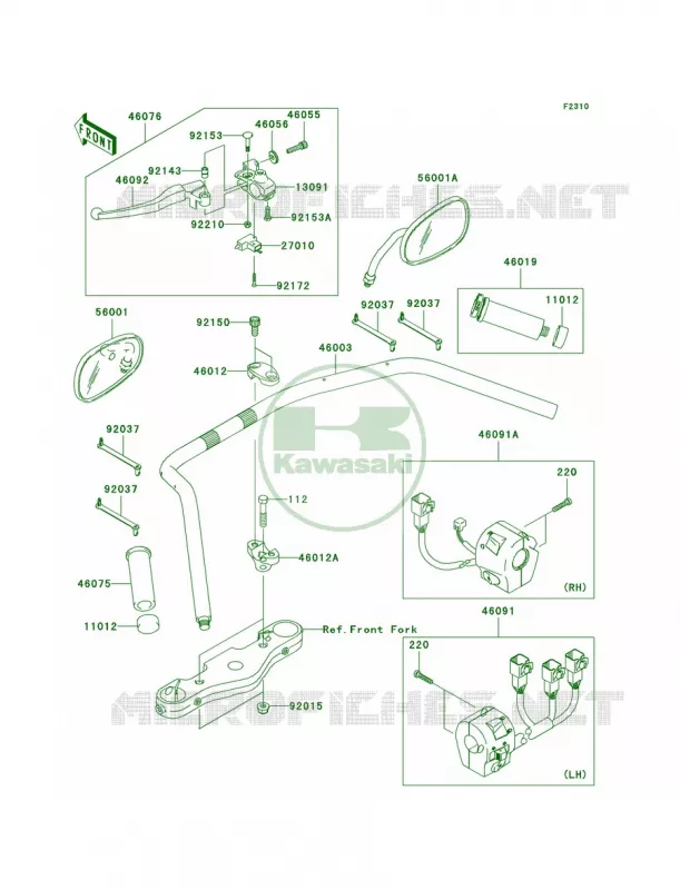 Handlebar Kawasaki MOTOS 2000 2006 Vulcan 2000 Limited  VN2000D6F