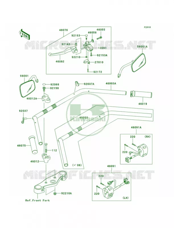 Handlebar Kawasaki MOTOS 900 2006 Vulcan 900 Classic  VN900B6F